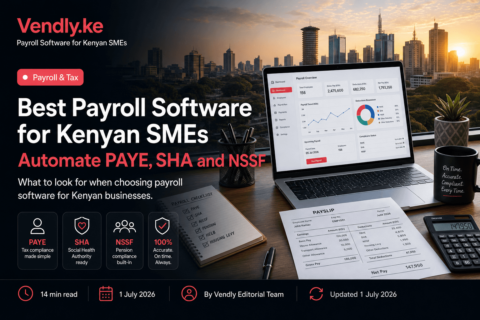 Vendly editorial feature image for best payroll software for Kenyan SMEs covering PAYE, SHA, and NSSF automation