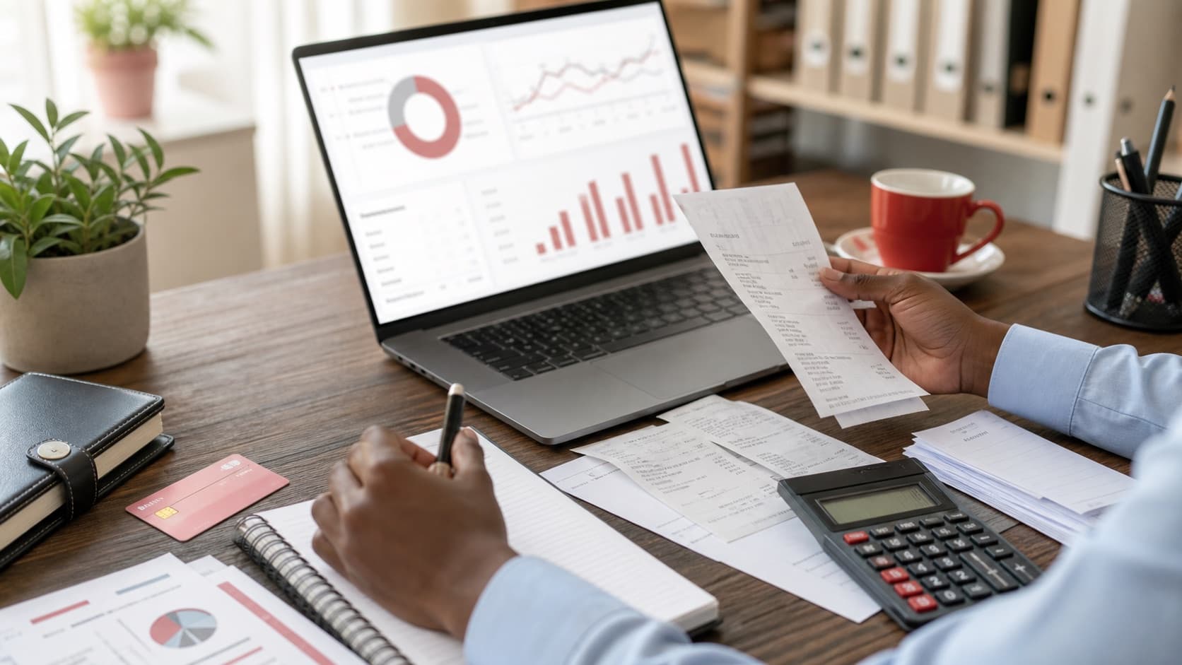 Accountant reviewing expenses and finance reports
